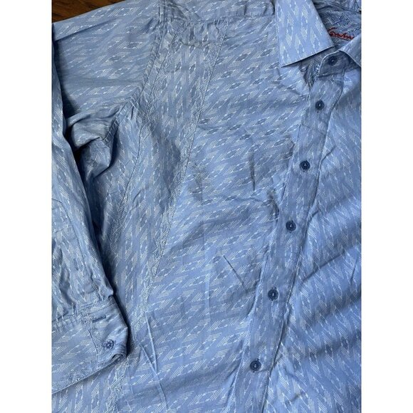 Robert Graham Blue Embroidery Detailed Embroidered Long Sleeve Shirt XL FLAW - Picture 4 of 11